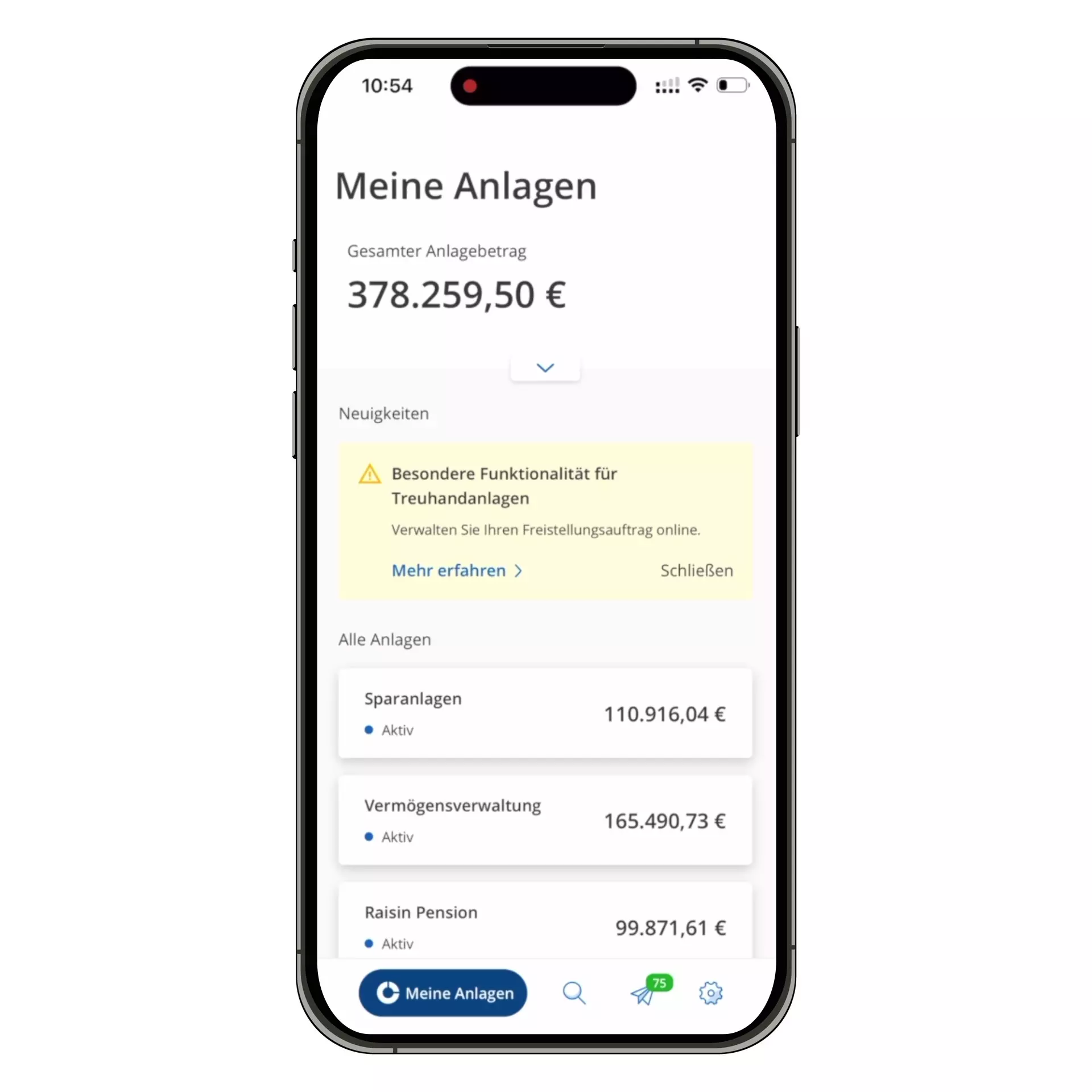 Raisin DE-Raisin-App Anlagen Animation Dashboard Raisin App