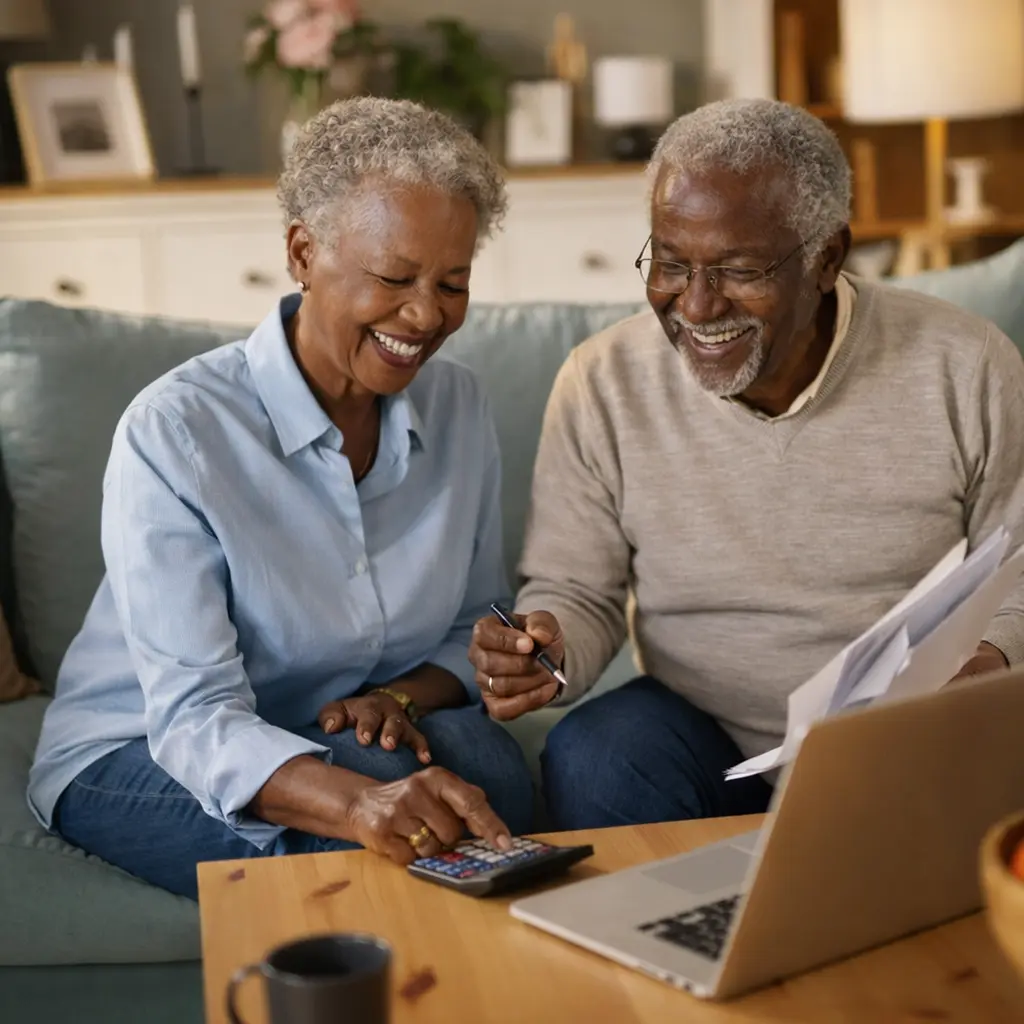 Higher Yields with Fewer Headaches.png Couple using calculator while sitting at laptop