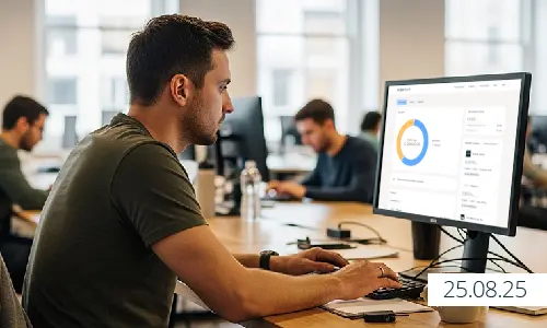 Raisin DE-Blog Neues Dashboard Mann sitzt am Computer.